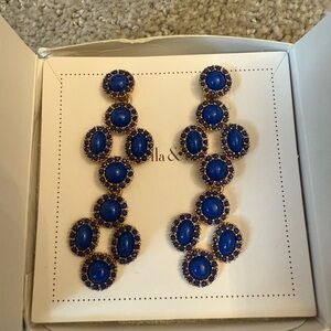 Stella & Dot Royal Blue and Gold Drop Earrings
